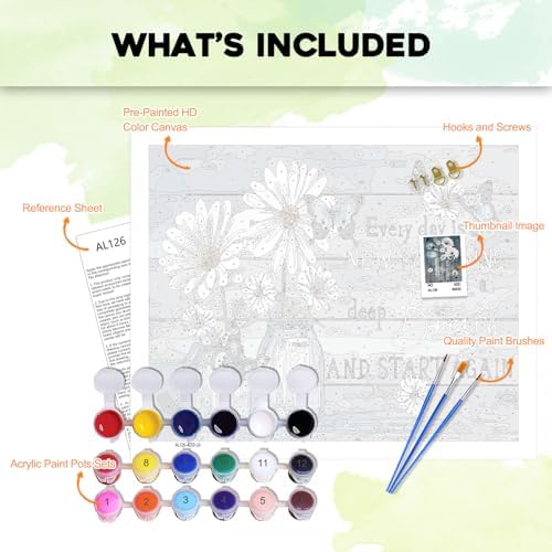 PHANTASYART Inspirational Flowers Paint by Numbers Kit for Adults 16x20inch - Image 5