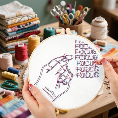 Crafmanoe Easy Hand Embroidery Kits for Beginners Adults, Focus Embroidery Starter Kits, Counted Cross Stitch Kits for Beginners Craft Kits for Adults Women, Embroidery Hoops, Thread & Video Tutorial - Image 5