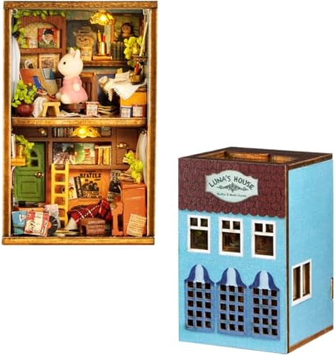 MAGQOO DIY Miniature Dollhouse Kit with Furniture 1:100 Scale Creative Room Mini Wooden Doll House Accessories DIY Miniature House Kit(Lunas Apartment) by MAGQOO