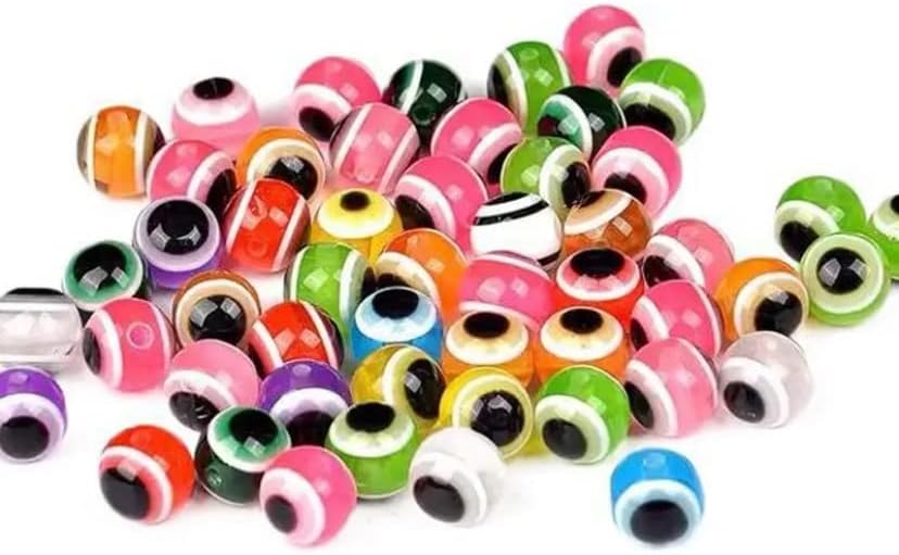 200pcs Sphere Round Evil Eye Beads Handmade Resin Lampwork Beads 8mm Charms Spacer Bead with Elastic Rope for Bracelets Necklace Jewelry Craft Making (Sphere Round Multicolor) - Image 6