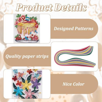 WEBEEDY 20 Sets Paper Quilling Kit DIY Happy Birthday Quilling Cards for Beginner,Blank Greeting Card Making Kit with Instruction Quilling Strips 5 Styles Heart,Cake,Balloons,Flowers for Invitation - Image 3