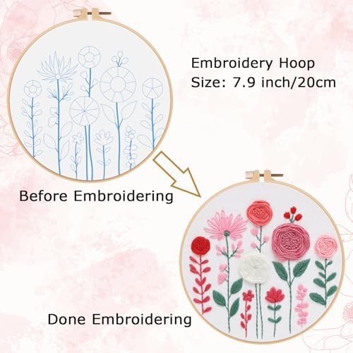 Nuberlic Floral Embroidery Kit for Beginners Adults - Image 7