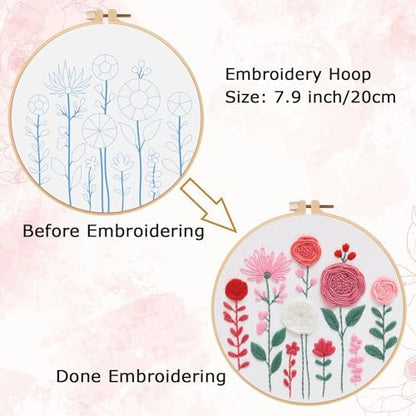 Nuberlic Floral Embroidery Kit for Beginners Adults - Image 7
