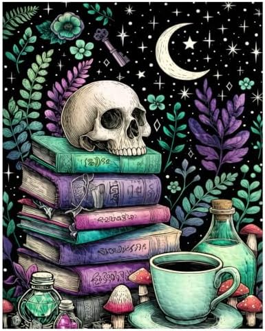 xcemhil Skeleton Paint by Numbers Kit for Adults Beginner, Skeleton Book Paint by Numbers for Adult, Acrylic Paint by Number Kits Suitable for Home Wall Art Decor Gifts 16x20 Inch by Unknown