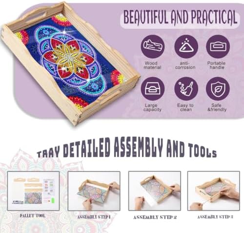 EWJRNSF Diamond Art Kits for Adults Wooden Serving Trays with Handles - Image 3