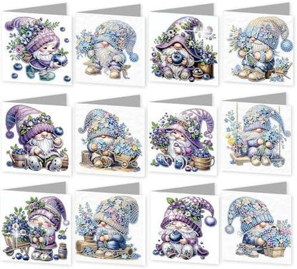 jinglinhh 12pcs Diamond Art Painting Lavender Blueberry Gnome Greeting Cards with Envelopes, DIY Card Making Kits for Adults, Diamond Art Postcards Christmas Cards Craft Gifts by Unknown