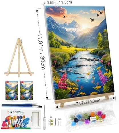 ATDMS Paint by Numbers Kit for Adults with Frame Landscape Paint by Number with Easel Mountain Easy Adult Paint by Number Kits Sunset Paint by Numbers Kit on Canvas for Gift Home Wall Decor 8x12 Inch - Image 7