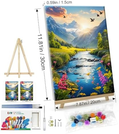 ATDMS Paint by Numbers Kit for Adults with Frame Landscape Paint by Number with Easel Mountain Easy Adult Paint by Number Kits Sunset Paint by Numbers Kit on Canvas for Gift Home Wall Decor 8x12 Inch - Image 7