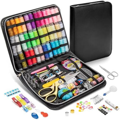KEYHOT Sewing kit Basic,Needle and Thread Kit,Travel Small Sewing Machine Supplies for Adults Beginners Men, Home Travel Emergency Including Scissors Measure Tape Needle Threader (203pcs) by KEYHOT