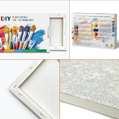 JOOZ Paint by Numbers Kit for Adults with Frame, Landscape Paint by Numbers for Adults, Moon Lake Paint by Number with Easel, DIY Acrylic Oil Painting Kit for Home Wall Decor 8 x 12 Inch - Image 6