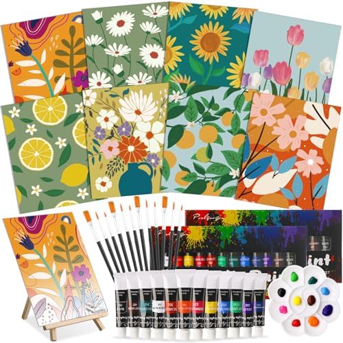 Cholemy 36 Pcs Paint and Sip Kit Gift for Adults 8''x10'',Flowering by Cholemy