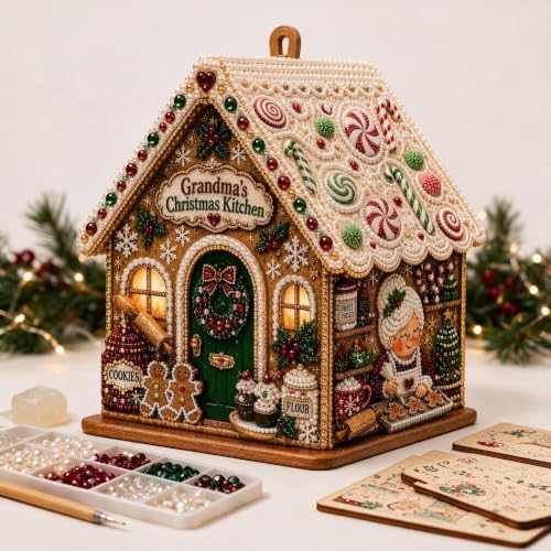 3D Christmas Wooden House Pearl Diamond Painting Kits for Adults, Beginners by Unknown