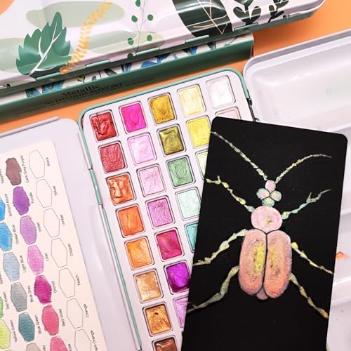 Artecho 50-Color Metallic Watercolor Paint Set with Easy-Hold Ring - Image 6