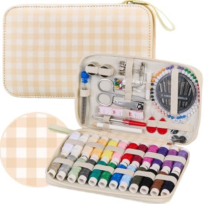 Travel Basic Sewing Kit with Checkered Pattern Sewing Set by Bobode