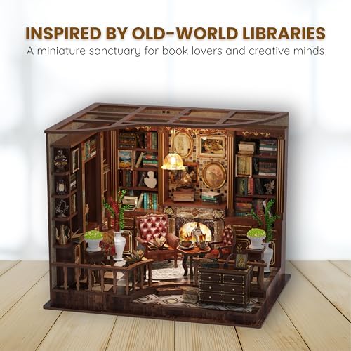 DIY Book Nook Kit LED 3D Wooden Puzzle - Left Bank Study - Image 6