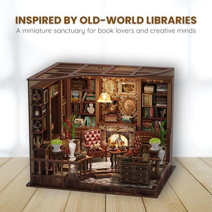 DIY Book Nook Kit LED 3D Wooden Puzzle - Left Bank Study - Image 6
