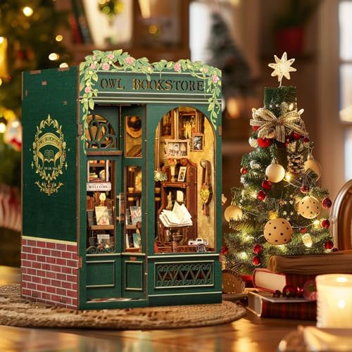 CUTEBEE Book Nook Kit - DIY Miniature House Dollhouse Kit for Adults, Booknook Tiny House Bookshelf Decor 3D Wooden Puzzle, Gifts for Family and Friends (Owl Bookstore) - Image 5