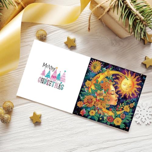 6PCS Moon Diamond Art Painting Greeting Cards Kit with Envelopes - 5D DIY Diamond Art Card Kits for Adults - Handcrafted Postcards for Birthday & Holiday - Image 6