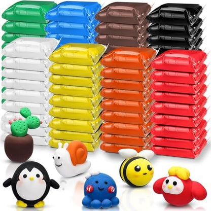 WinnerWhy 72 Pcs Air Dry Clay Bulk 38oz Air Dry Modeling Clay Soft DIY Ultra Light Modeling Clays Magic Foam Crafts for Sculpting Kids Gifts Party School Supplies for Crafts Artisti(Bright Color) by WinnerWhy