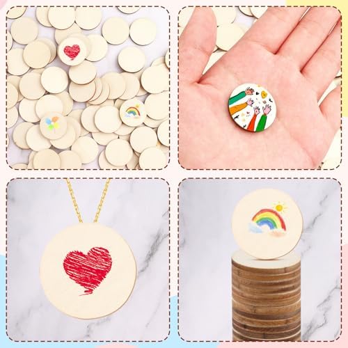 100 Pack Unfinished Wood Circles - 1 Inch Natural Round Wood Slices, Small Wooden Crafts Cutouts Circle Ornaments, Blank Wooden Kit for Painting, Writing, DIY Supplies, Engraving & Carving - Image 7
