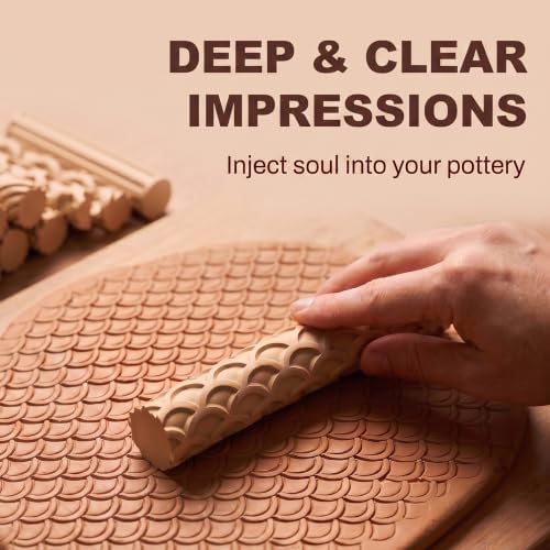 Hokkieam Clay Texture Rollers, 10 PCS Plastic Polymer Clay and Pottery Tool - Image 5