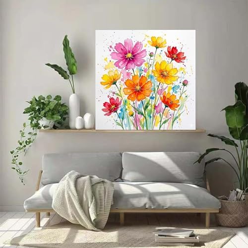 MaiMMaledy Paint by Numbers Kit for Adults Beginners with Framed Canvas Pictures Drawing Painting Acrylic Pigment with Wooden Triangle Easel 10Lx10W inch Watercolor Gesang Flower - Image 6