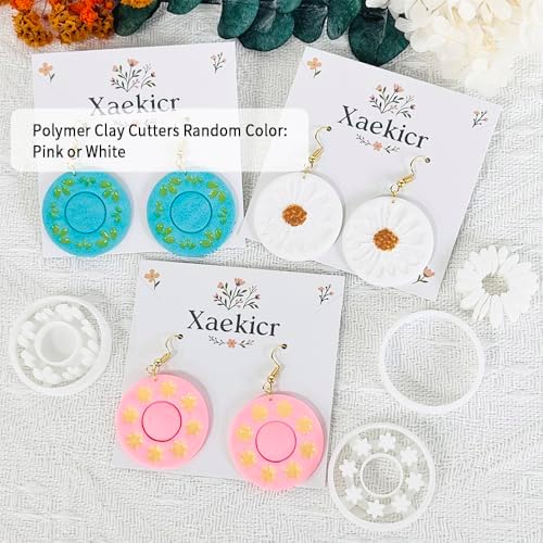 Xaekicr Round Floral Polymer Clay Cutters Set – Clay Earring Cutters for DIY Jewelry, Circle Flower Clay Tools for Earrings Making, Clay Molds for Polymer Clay Projects - Image 2