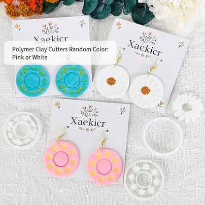 Xaekicr Round Floral Polymer Clay Cutters Set – Clay Earring Cutters for DIY Jewelry, Circle Flower Clay Tools for Earrings Making, Clay Molds for Polymer Clay Projects - Image 2