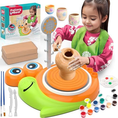 Pottery Wheel for Kids-Complete Pottery Painting Kit Arts and Crafts for Kids Ages 8-12, Clay Sculpting Tools with 1.7lb Air Dry Clay, Birthday Christmas Gifts Toys for Boy Girls Age 6 7 8 9 10 11 12 by FEDONAK