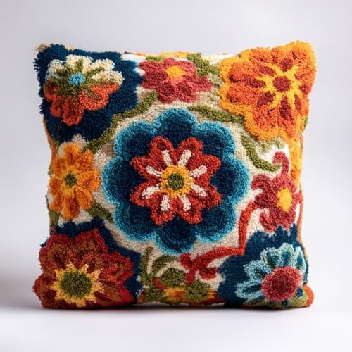 DIY Latch Hook Pillow Kit Mandala Flowers 43x43cm-5 by Unknown