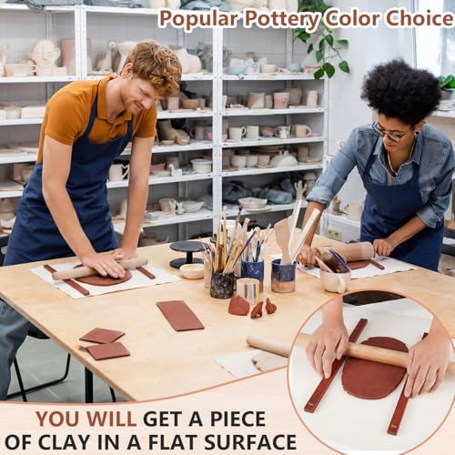 Sasylvia 10 Pcs Clay Pottery Rolling Pin Guides,5 Size,Reddish Brown - Image 4