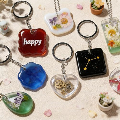 16 Cavity Resin Keychain Silicone Mold with Hole Jewelry Pendant Ear Stud Epoxy Casting Molds, DIY Craft Molds for Necklace Pendant, Earring, Cabochon Gem Making - Image 7