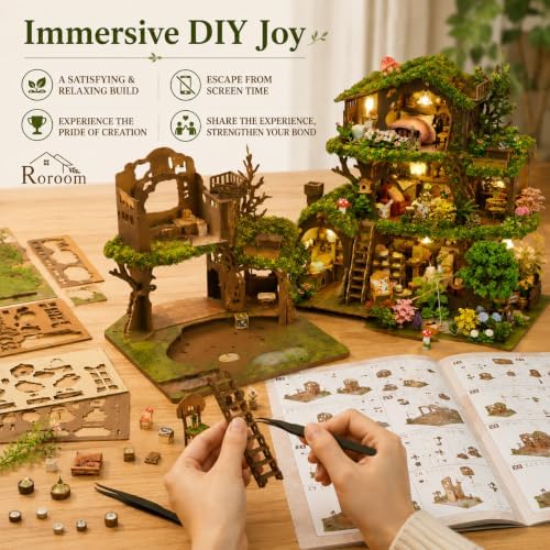Roroom DIY Miniature House Kit, Fairy Forest Book House Dollhouse Kit - Image 7