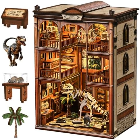 Dinosaur Fossil Museum Book Nook Kit, DIY Miniature Model with LED - Image 2