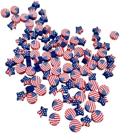 100 Pcs Patriotic Polymer Clay Beads 4th of July Mixed Heishi Spacer Beads Supplies for DIY Bracelet Earring Necklace Jewelry Making (American Flag) - Image 5