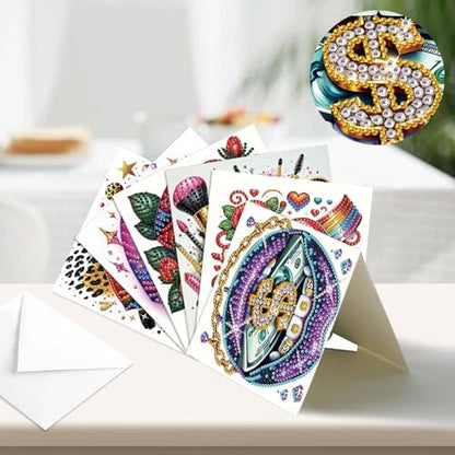 antor 6 Pack 5D Diamond Painting Greeting Cards, Fashionable Lip Design - Image 4