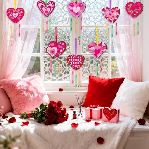 JellyArch Valentines Heart 30 Pack DIY Wind Chime Kit Art and Crafts - Image 2