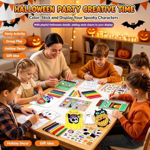 ERRECI Halloween Crafts for Kids, DIY Origami Paper Kit with 8 Patterns & 6 Stickers, Make You Own Halloween Arts and Crafts for Halloween Classroom Decorations Party Favors Supplies - Image 5