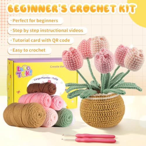 LUDOTEK Crochet Kit for Beginners, Crochet Plant Kit,Knitting Kit (Tulip) - Image 4