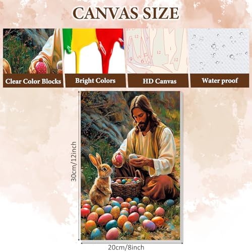 NAIMOER Easter Paint by Numbers Kits for Adults Beginner with Wooden Framed, Jesus Rabbit Color by Numbers on Canvas Painting Kits for Adults, Easy Paint DIY Acrylic for Home Wall Decor 8X12 Inch - Image 3