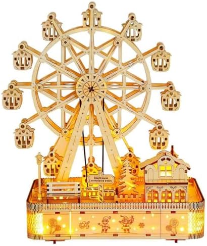 3D Wooden Puzzles for Adults 183pcs LED Light Music Ferris Wheel DIY Wooden Assembly Kit for Teens Home Decor by VanBasic