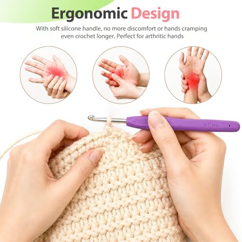 Coopay Crochet Hooks Set with Case,Crochet Hook Kit for Arthritic Hands - Image 4