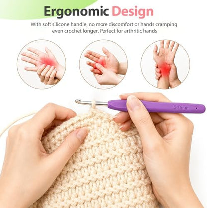 Coopay Crochet Hooks Set with Case,Crochet Hook Kit for Arthritic Hands - Image 4