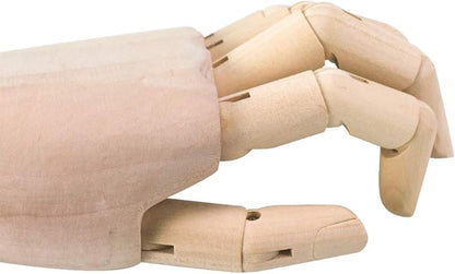 HSOMiD Flexible Wooden Artist Manikin - Moveable Hand Figure, 12 Inches, Men's Left Hand for Sketching, Drawing, Painting & Home Office Decoration