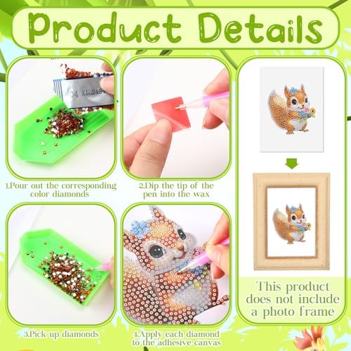 Xuhal 30 Pcs Mini Diamond Art Kits for Adult Animal Small Diamond Painting - Image 6