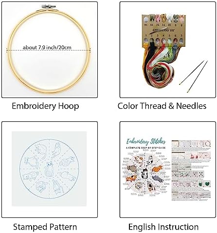 Louise Maelys Cat Embroidery Kit for Beginners Animal Pattern DIY Craft - Image 2