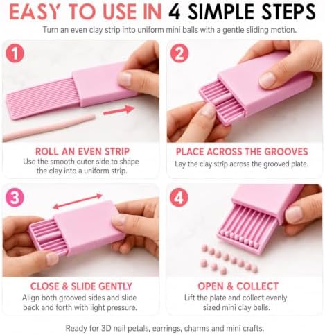 3D Print Clay Gel Ball Maker Tool,Mini Polymer Clay Bead Maker,for 3D Gel Flowers, Sphere Shaper Roller Tool for Perfect Round Beads, Earrings & Jewelry Making (2-5MM Pink) - Image 5