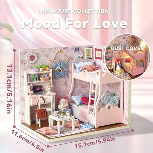 Flever Dollhouse Miniature DIY House Kit Creative Room with Furniture and Cover for Romantic Artwork Gift(Mood for Love) - Image 2