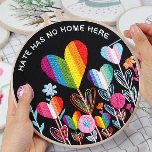 Louise Maelys LGBT Love Embroidery Kit for Beginners, Flower Pattern - Image 5