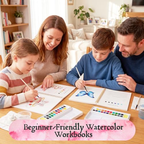 4 Pack Watercolor Workbook,Water Colors Paint Adult Set for Beginner with Step by Step,Relaxing & Easy to Paint Water Coloring Book with 24 Colors,Perfect for Gifting to Creativity & Joy for Adults - Image 4